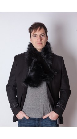 Black raccoon fur scarf - unisex